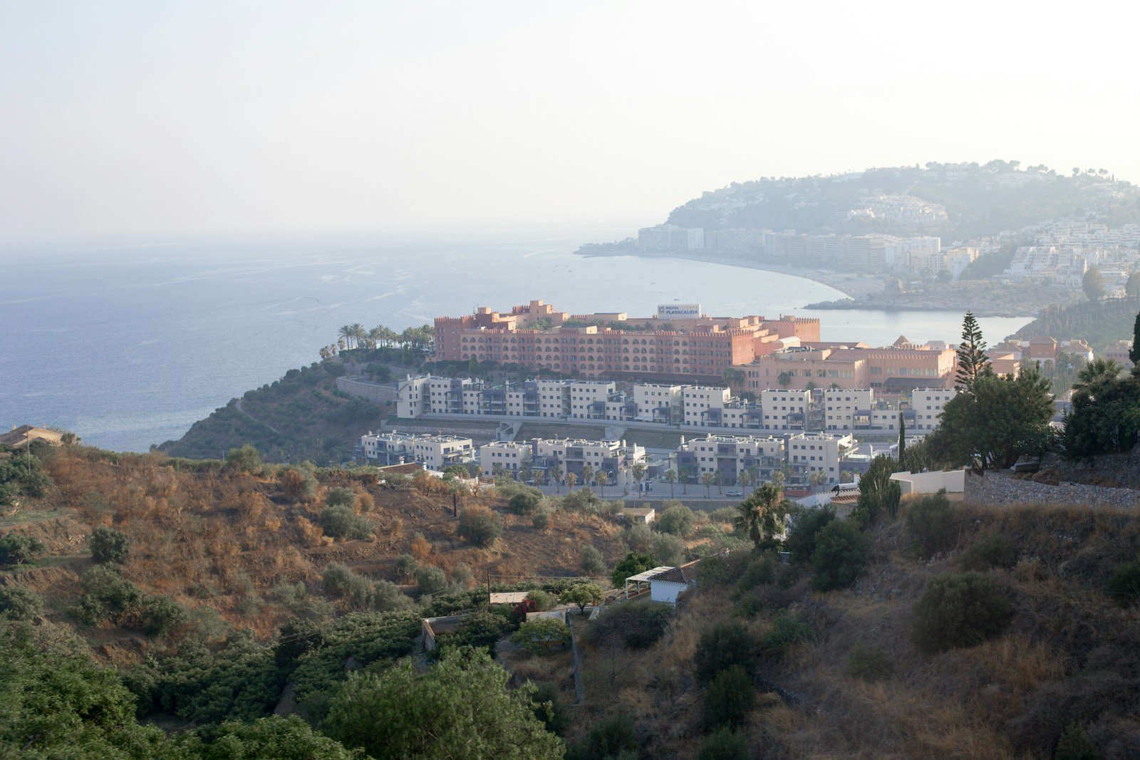 Almuñécar's coastline and bay, seen from the hills above town