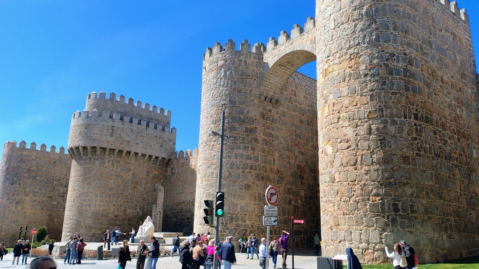 Medieval city walls in Avila, Castilla y Leon - the same walled-town style as Ciudad Rodrigo